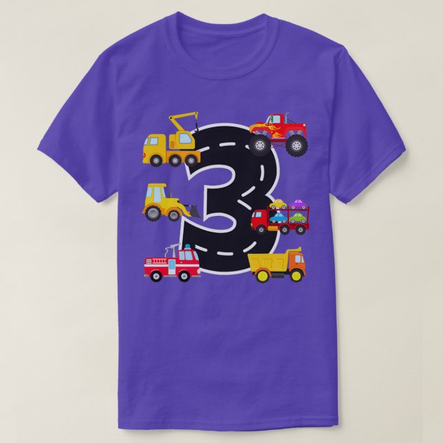 T-shirt 3e fête d'anniversaire 3 ans Camions Anniversaire  (Design devant)