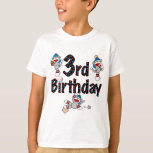 T-shirt 3ème anniversaire du baseball de singe de soie