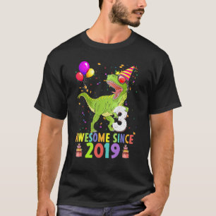 T-shirt 3ème Anniversaire Saurus Rex Awesome Depuis 2019 3