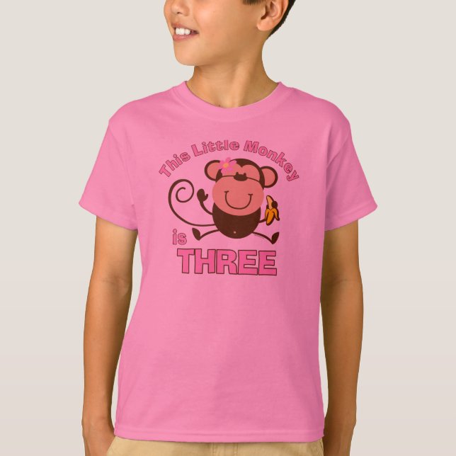 T-shirt 3ème fille d'anniversaire de petit singe (Devant)