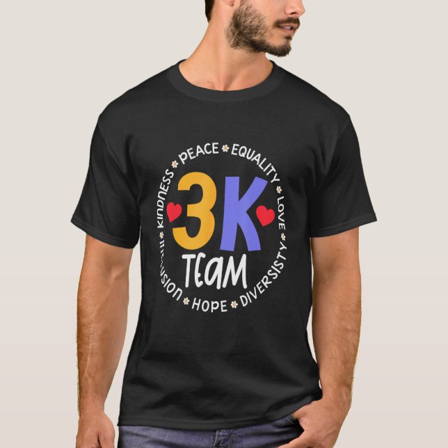 T-shirt 3K Team Crew Squad Teacher Kindergarten Kinder Ele (Devant)