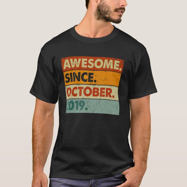 T-shirt 3rd Birthday 3 Years Old Awesome Since October 20 (Devant)
