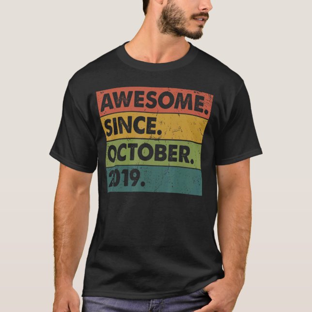T-shirt 3rd Birthday 3 Years Old Awesome Since October 20 (Devant)