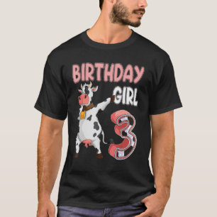 T-shirt 3rd Birthday Girl Cow 3 years old Girl Cow Farm ba