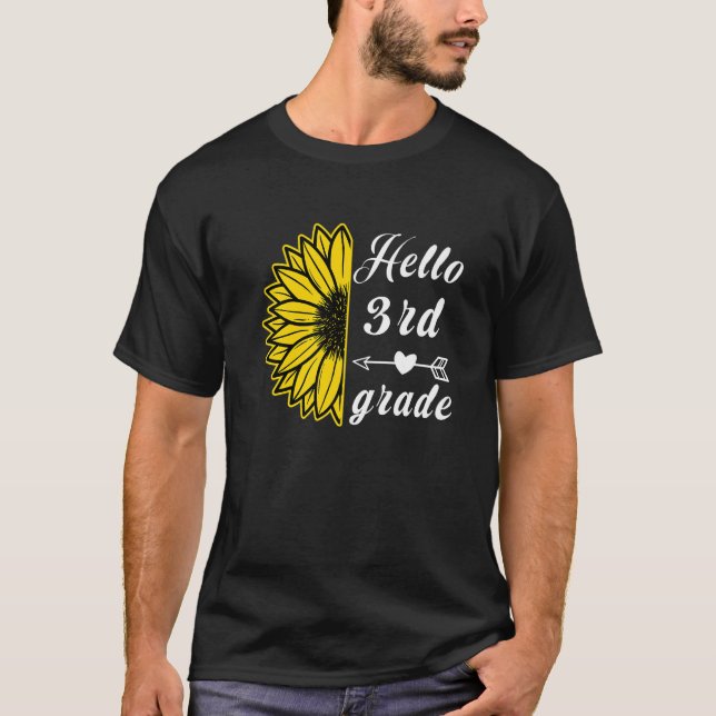 T-shirt 3rd Grade Back to School Boys Girls Kids Sunflower (Devant)