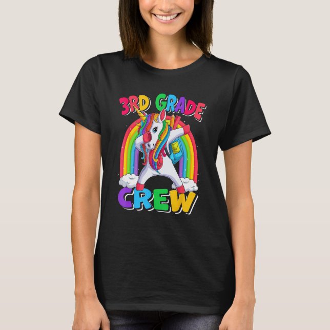 T-shirt 3rd Grade Crew Dabbing Unicorn Back to School Kids (Devant)