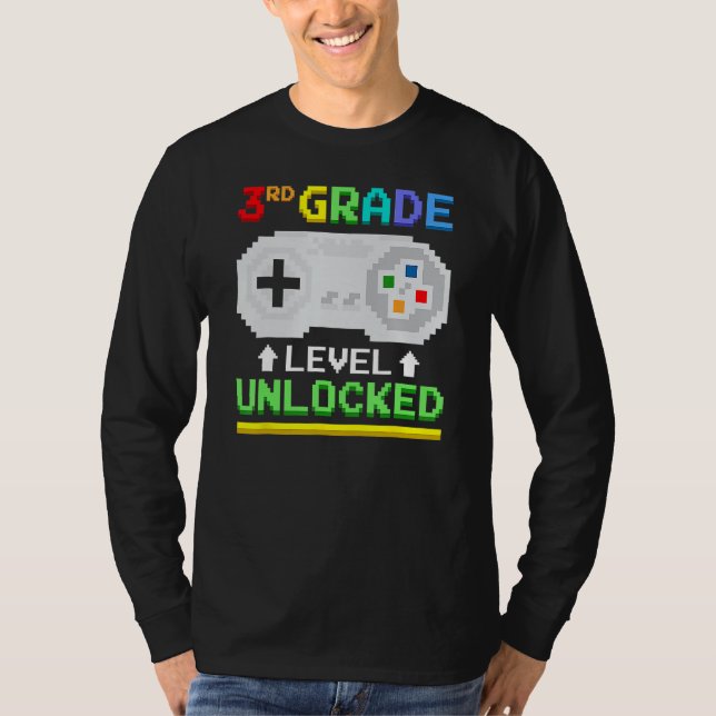 T-shirt 3rd Grade Level Unlocked Back To School Gamer Boys (Devant)