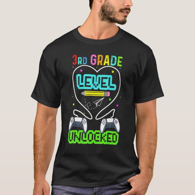 T-shirt 3rd Grade Level Unlocked First Day Back To School  (Devant)