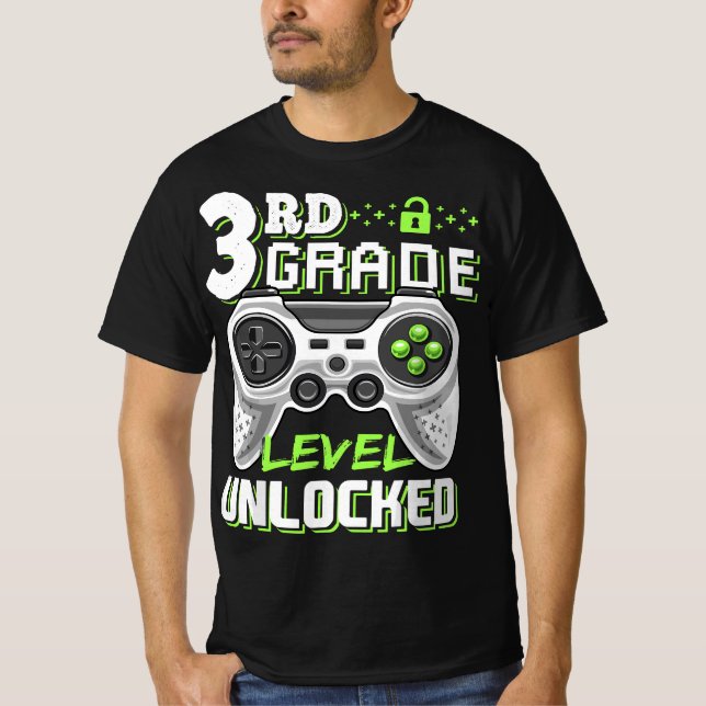 T-shirt 3rd Grade Level Unlocked Video Game Back to School (Devant)
