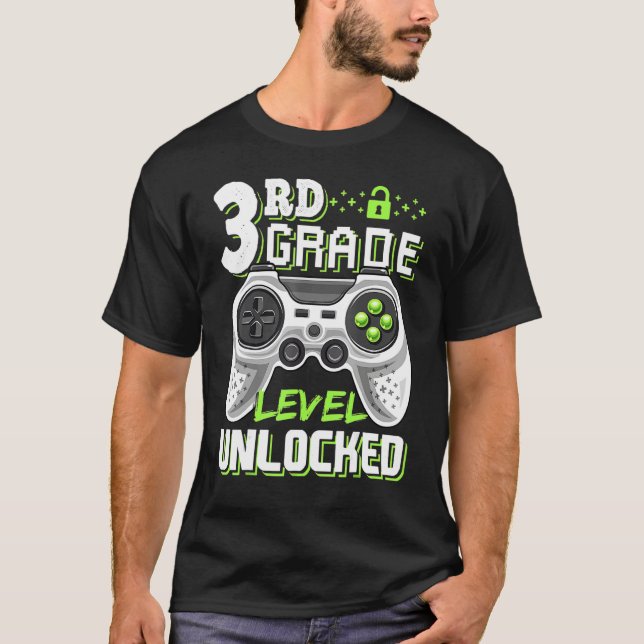 T-shirt 3rd Grade Level Unlocked Video Game Boys Back To S (Devant)