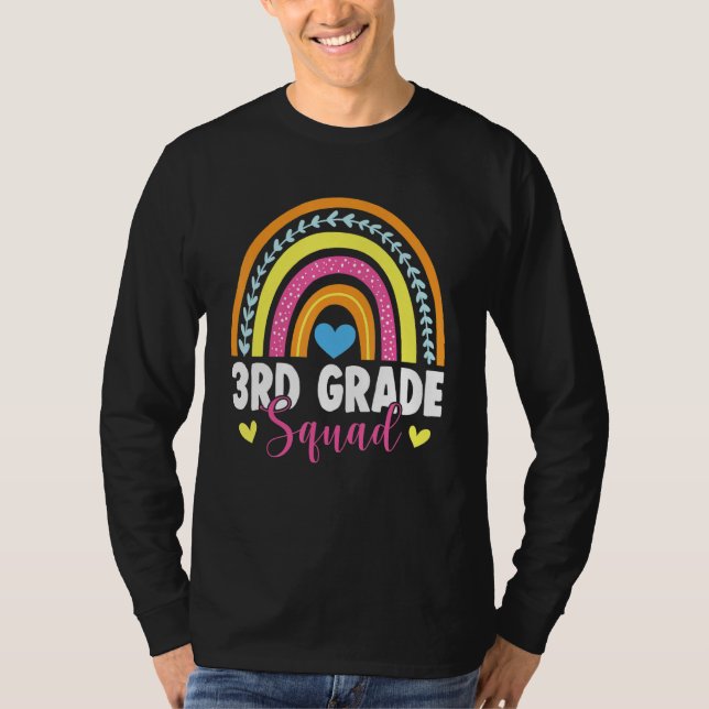T-shirt 3rd Grade Squad Rainbow First Day Back To School (Devant)
