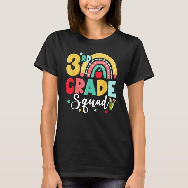 T-shirt 3rd Grade Squad Team  Back To School Girls Boys Te (Devant)