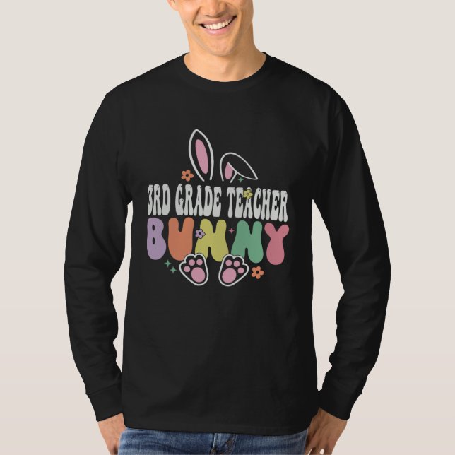 T-shirt 3rd Grade Teacher Bunny Easter Day Groovy Family M (Devant)