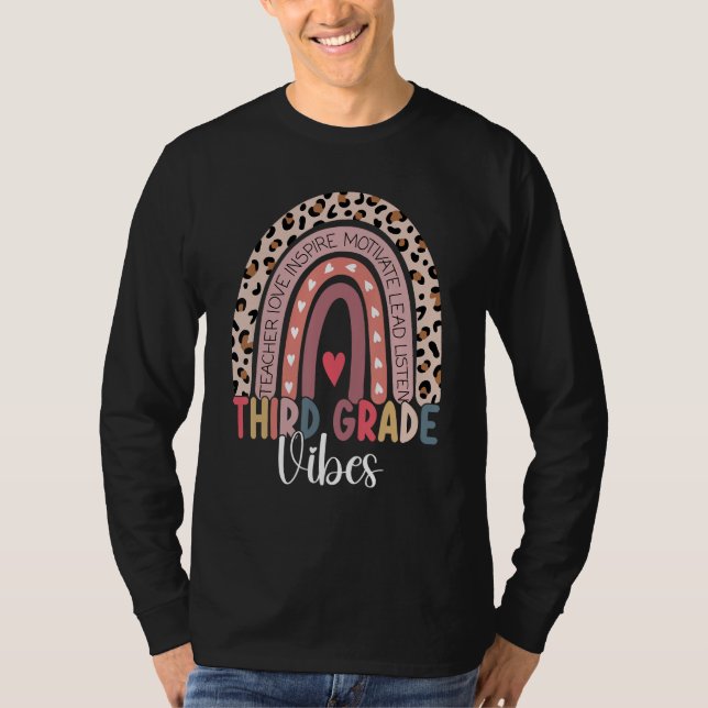 T-shirt 3rd Grade Vibes Rainbow Leopard Third Grade Teache (Devant)