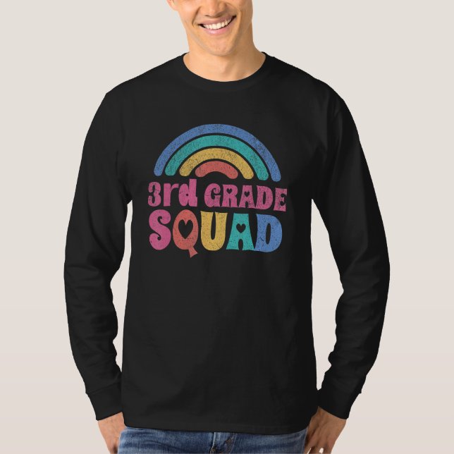 T-shirt 3rd third Grade Squad Back to School 2023 Rainbow  (Devant)