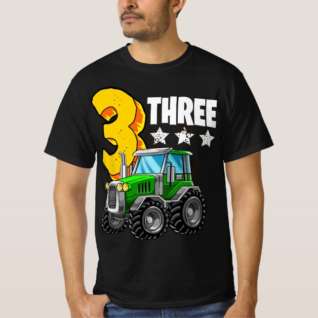 T-shirt 3rd Tractor Birthday Party Farm Educational 3 Year (Devant)