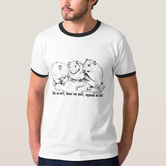 T-shirt 3wisefuzzmonkies, ne voient aucun mal, n'entendent (Devant)