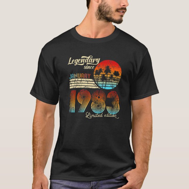 T-shirt 40. Anniversaire 40 Légendaire Depuis Janvier 1982 (Devant)