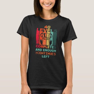 T-shirt 40 Anniversaire Niveau 40 Ps Joypad Retro Vintage