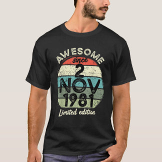 T-shirt 40 ans Anniversaire 2 novembre 1981 40e anniversai