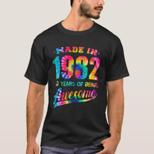 T-shirt 40 Ans Anniversaire 40E 1982 Tie Dye Awesome