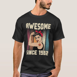 T-shirt 40 Ans Awesome Depuis 1982 40E Anniversaire Femmes