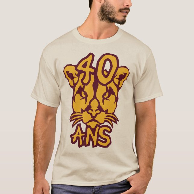 T-shirt 40 ans cougar anniversaire femme animal (Devant)