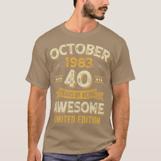 T-shirt 40 ans de Vintage incroyable octobre 1983 40e anni