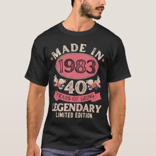 T-shirt 40 ans Fabriqué En 1983 Floral 40e Anniversaire Wo