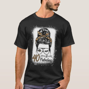 T-shirt 40 ans Fabuleux Messy Bun Leopard 40e naissance