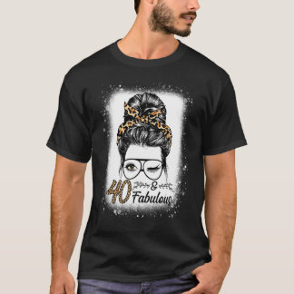 T-shirt 40 ans Fabuleux Messy Bun Leopard 40e naissance