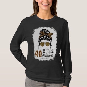 T-shirt 40 ans Fabuleux Messy Bun Leopard 40e naissance