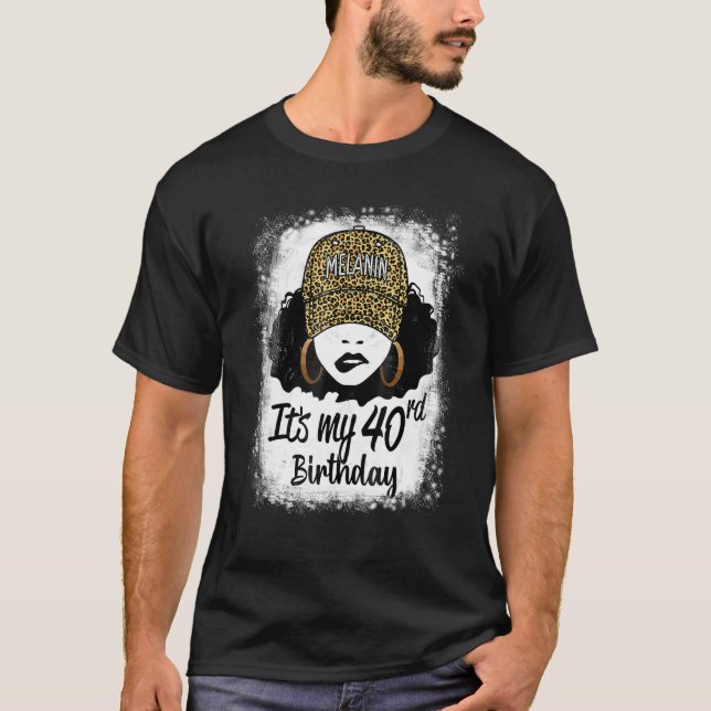 T-shirt 40 ans Leopard Melanin fille C'est mon 40e Bir (Devant)
