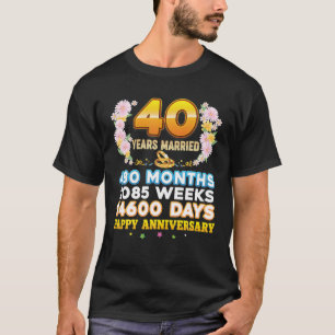 T-shirt 40 Ans Marié Heureux 40E Anniversaire Mariage Cou