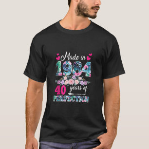 T-shirt 40 Ans Né En 1984 Floral 40e Anniversaire Wom