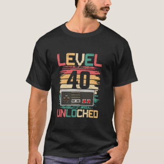 T-shirt 40 Ans Niveau 40 Déverrouillé 40e Anniversaire Hom
