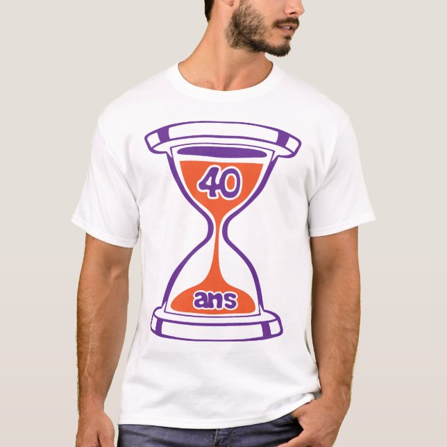 T-shirt 40 ans sablier temps anniversaire passe (Devant)