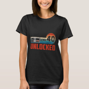 T-shirt 40 Cadeau Anniversaire Déverrouillé Niveau 40 Vint