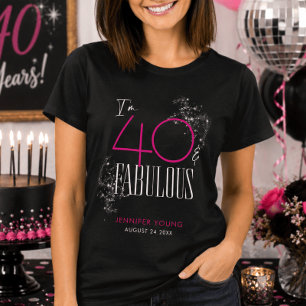 T-shirt 40 et Fabuleux Anniversaire Noir Rose Glamour Étin