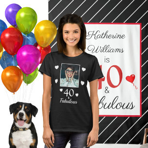 T-shirt 40 Fabuleux 40e anniversaire Photo Black White Wom