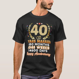 T-shirt 40 Years Married Happy 40Th Wedding Anniversary Co