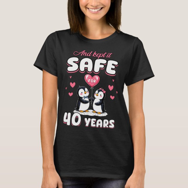 T-shirt 40 Years Wedding Anniversary Penguin Couples Match (Devant)