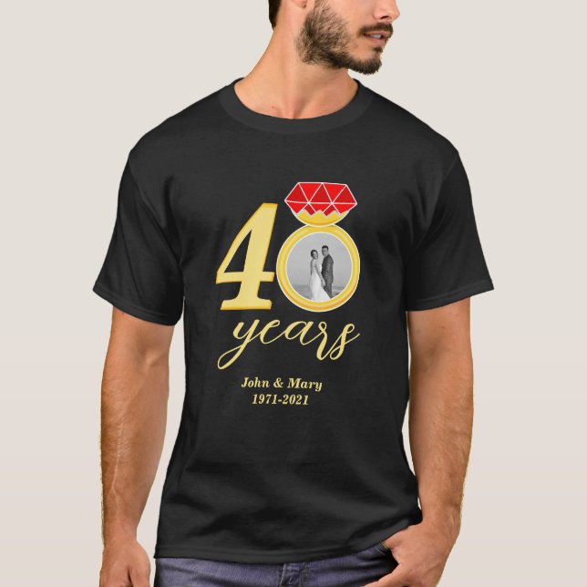 T-shirt 40e anniversaire 40 ans photo Mariage (Devant)