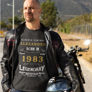 T-shirt 40e anniversaire Ajoutez votre nom Né 1983 Légenda