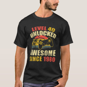T-shirt 40e anniversaire Awesome 1980 Gamer Niveau 40 dév