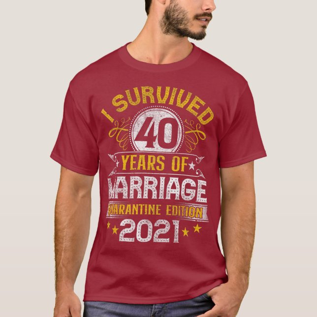 T-shirt 40e anniversaire de Mariage Quarantine Party 40 (Devant)