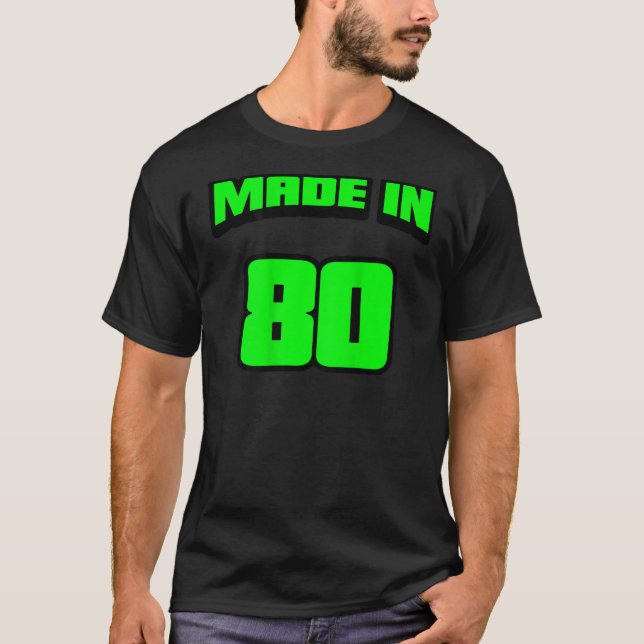 T-shirt 40E Anniversaire Fabriqué En 1980 Sur Dos Cadeau A (Devant)