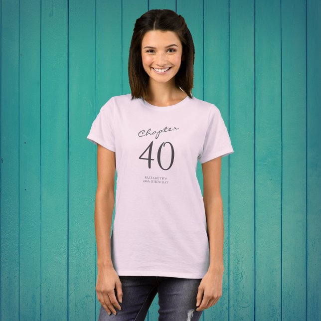 T-shirt 40e anniversaire fête Gris Script rose (Créateur téléchargé)