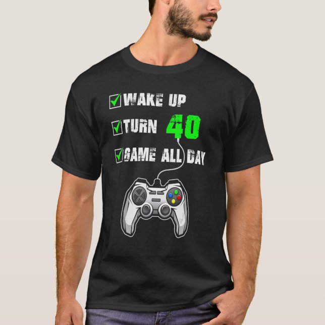 T-shirt 40e Anniversaire Gamer Niveau 40 Non verrouillé Ga (Devant)