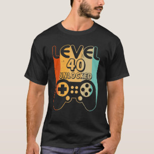 T-shirt 40E Anniversaire Garçons Niveau 40 Déverrouillés